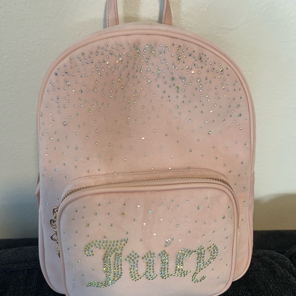 Juicy Couture Light Pink Crystal Logo Mini Backpack